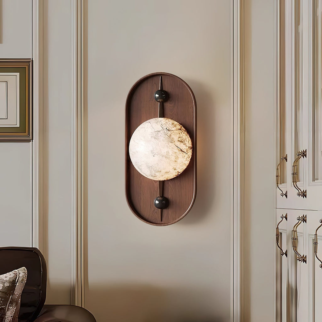 Lyvaran Applique Murale Ovale en Albâtre et Bois - Neutralighting