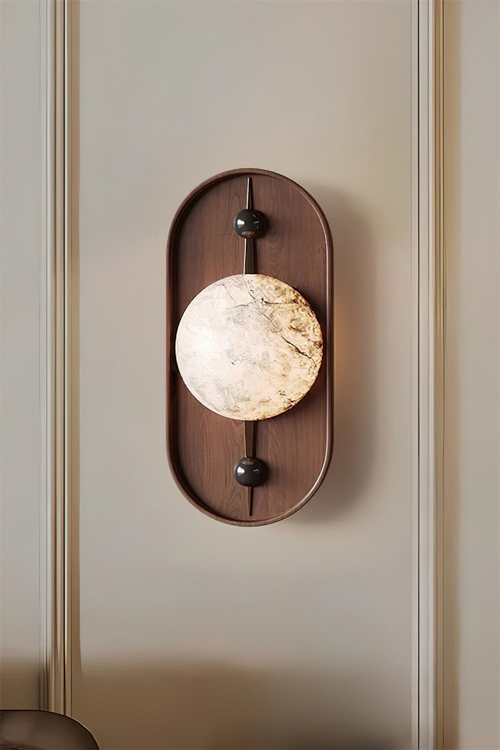 Lyvaran Applique Murale Ovale en Albâtre et Bois - Neutralighting
