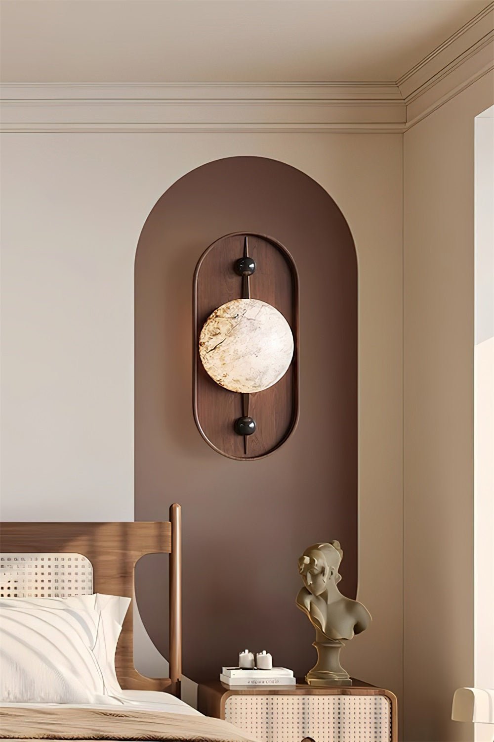 Lyvaran Applique Murale Ovale en Albâtre et Bois - Neutralighting