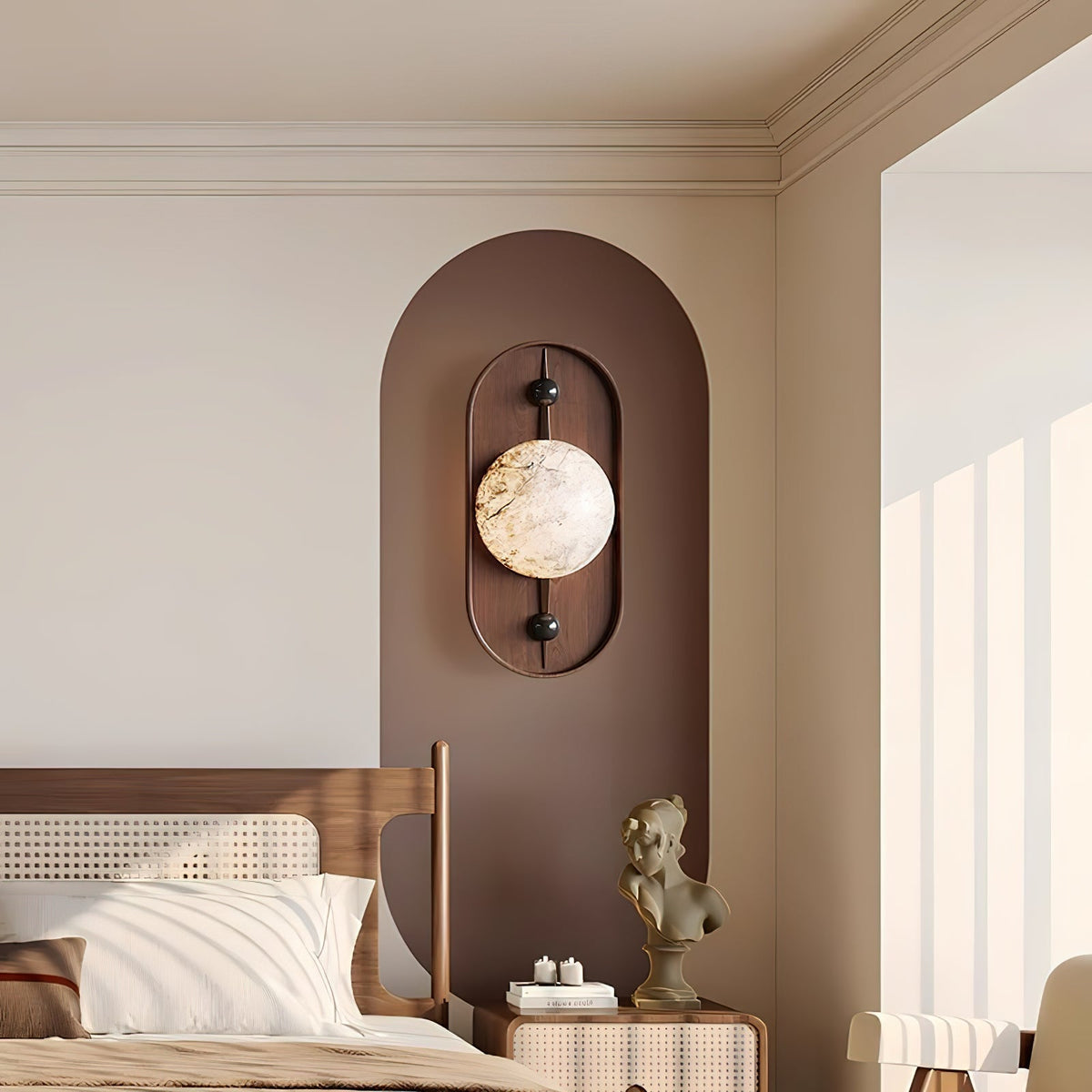 Lyvaran Applique Murale Ovale en Albâtre et Bois - Neutralighting
