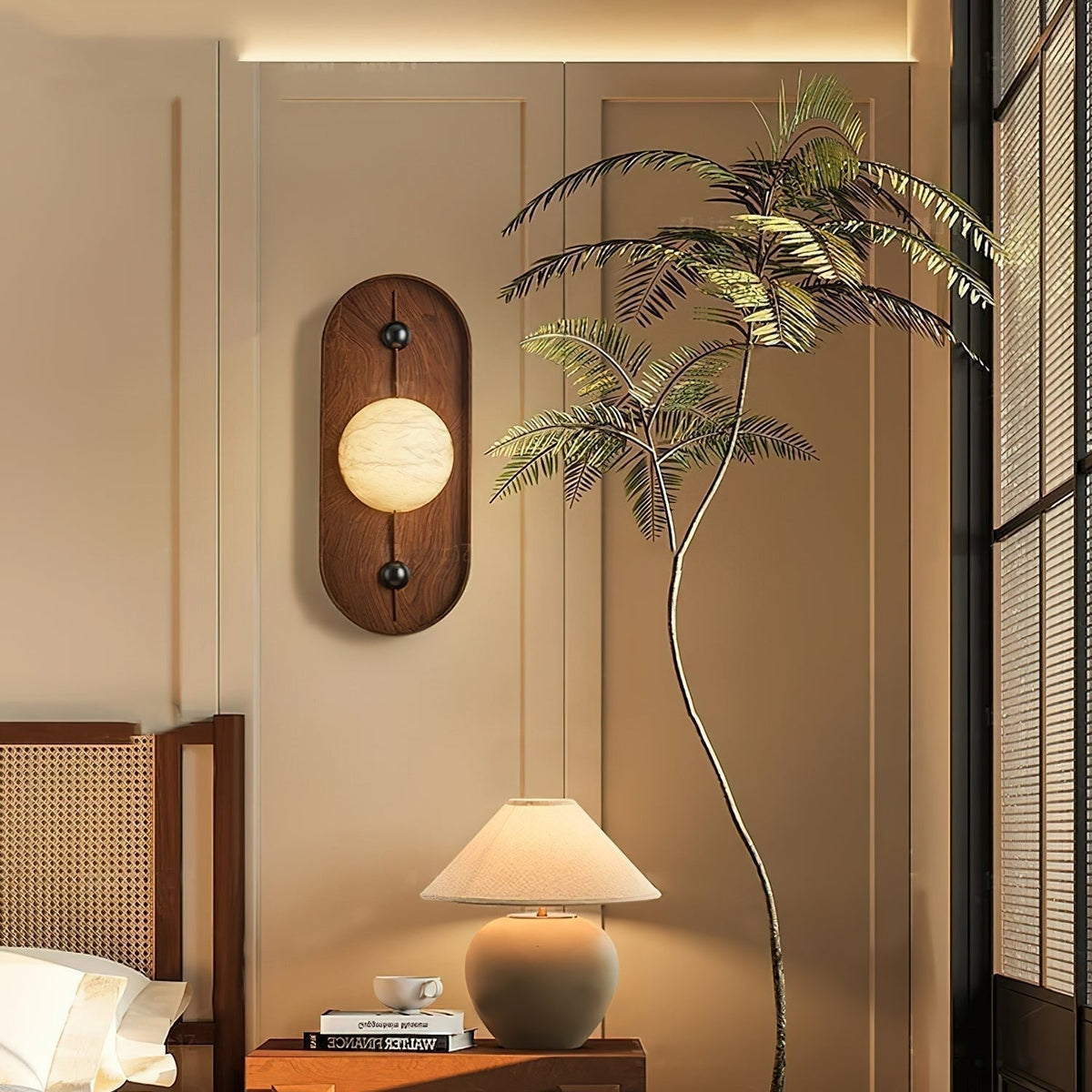 Lyvaran Applique Murale Ovale en Albâtre et Bois - Neutralighting