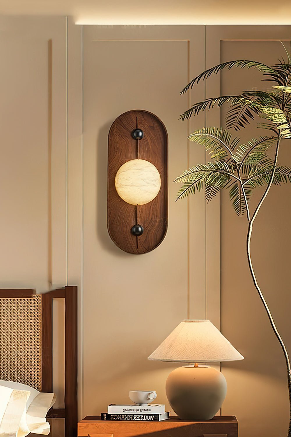 Lyvaran Applique Murale Ovale en Albâtre et Bois - Neutralighting