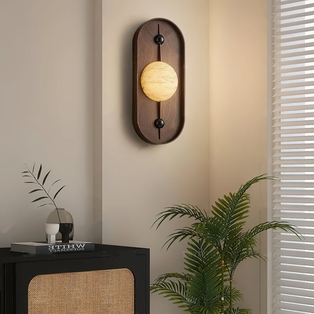 Lyvaran Applique Murale Ovale en Albâtre et Bois - Neutralighting