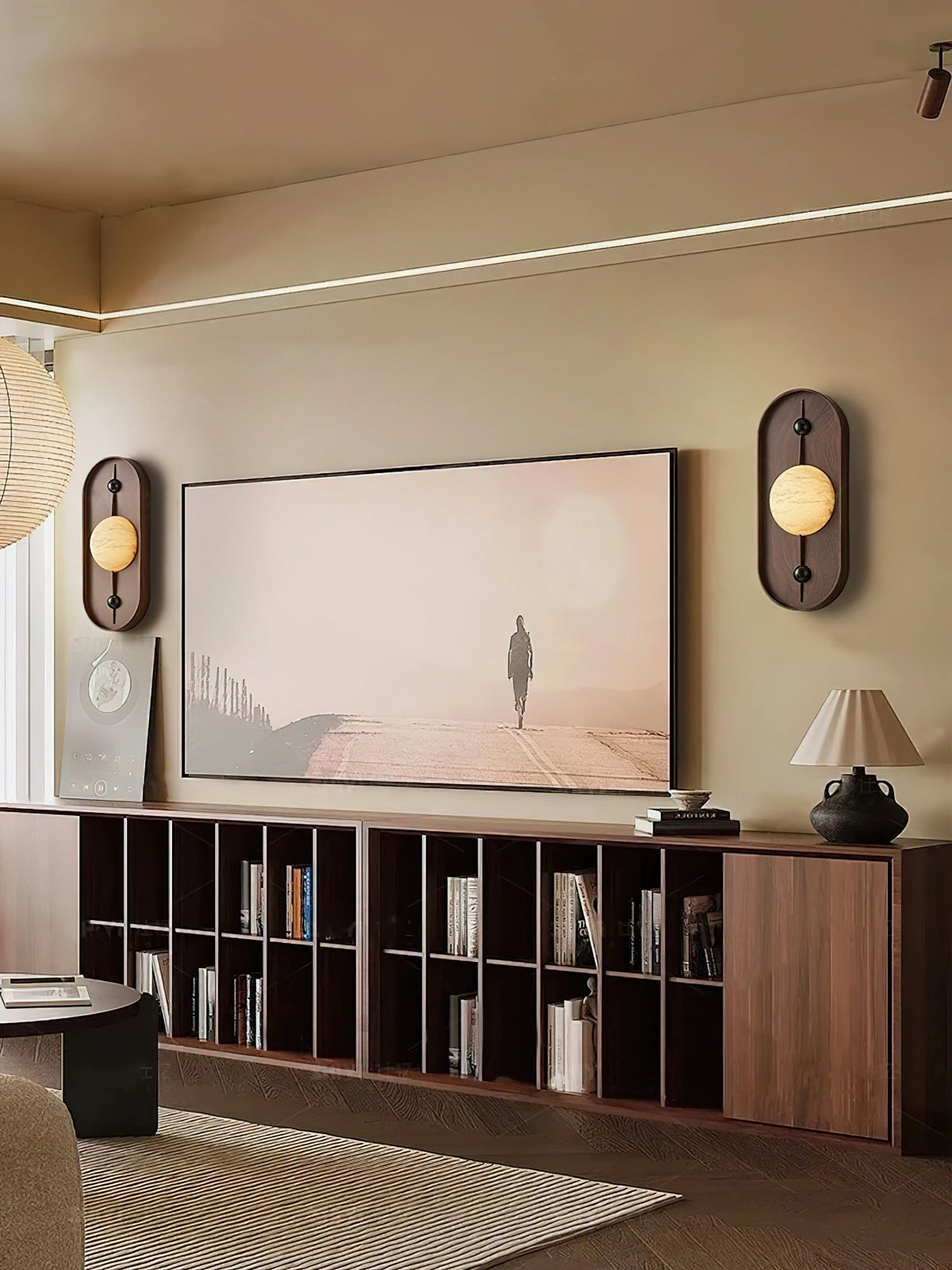 Lyvaran Applique Murale Ovale en Albâtre et Bois - Neutralighting