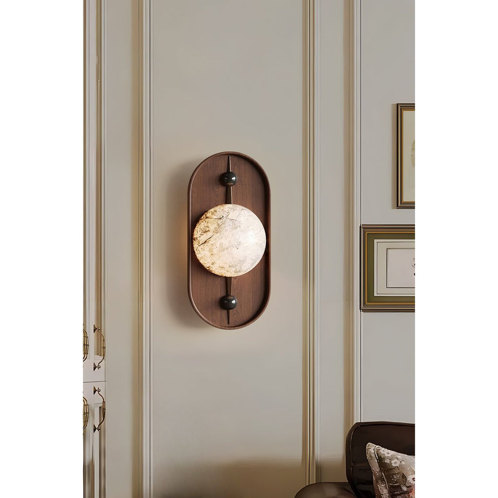 Lyvaran Applique Murale Ovale en Albâtre et Bois - Neutralighting