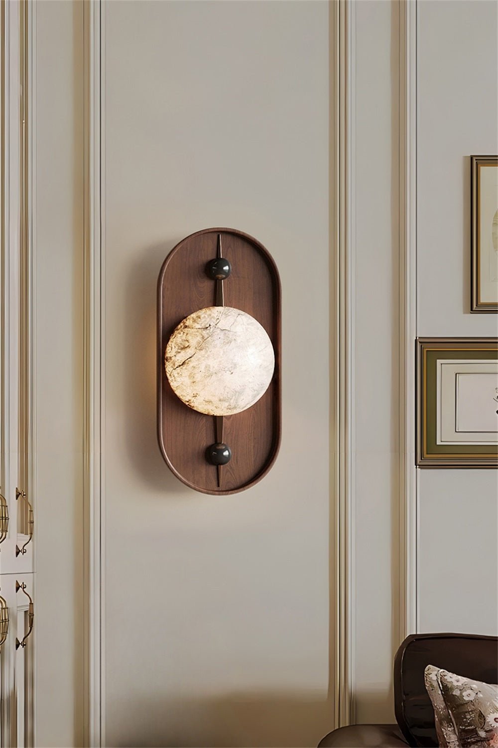 Lyvaran Applique Murale Ovale en Albâtre et Bois - Neutralighting