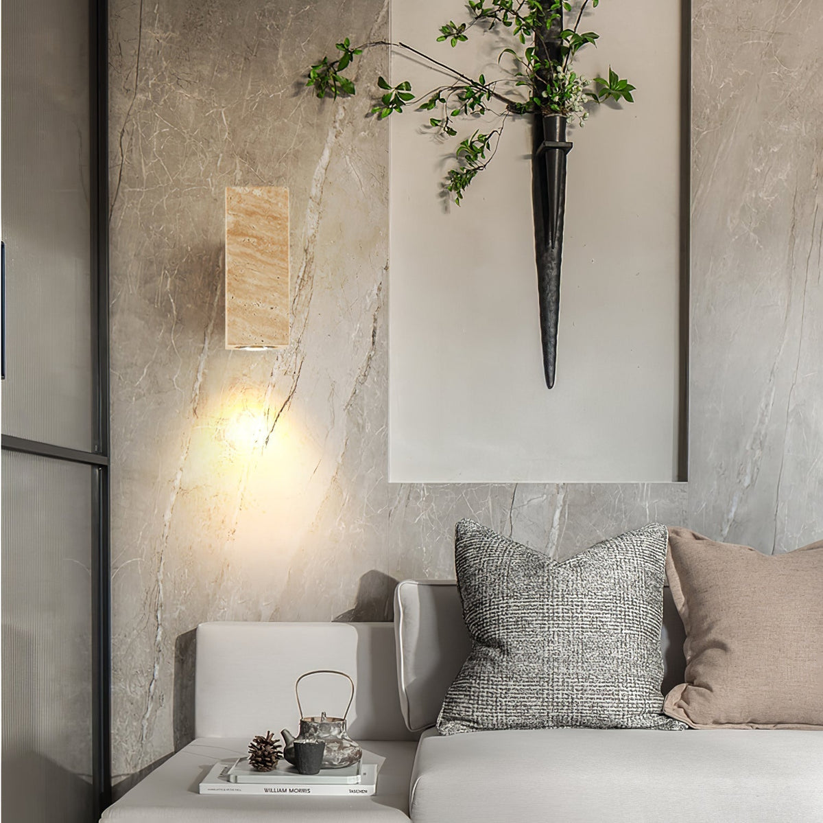 Veyrila Applique Murale Rectangulaire en Travertin - Neutralighting