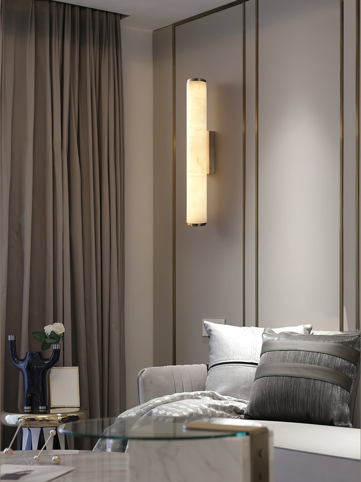 Arcus Lampe Murale Applique Style Élégant Minimaliste Moderne en Laiton et Albâtre - Neutralighting