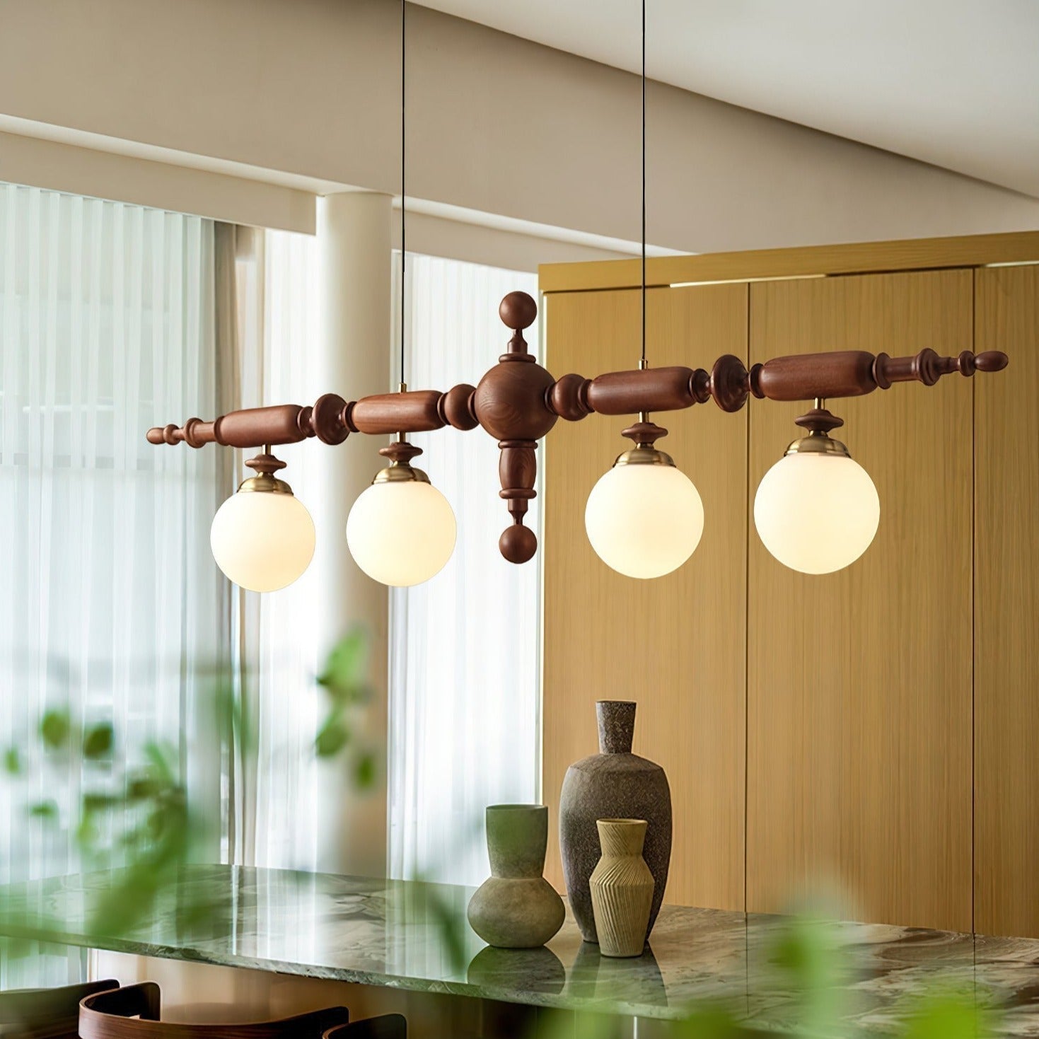 Lustre En Bois Vintage - Maison Lumina