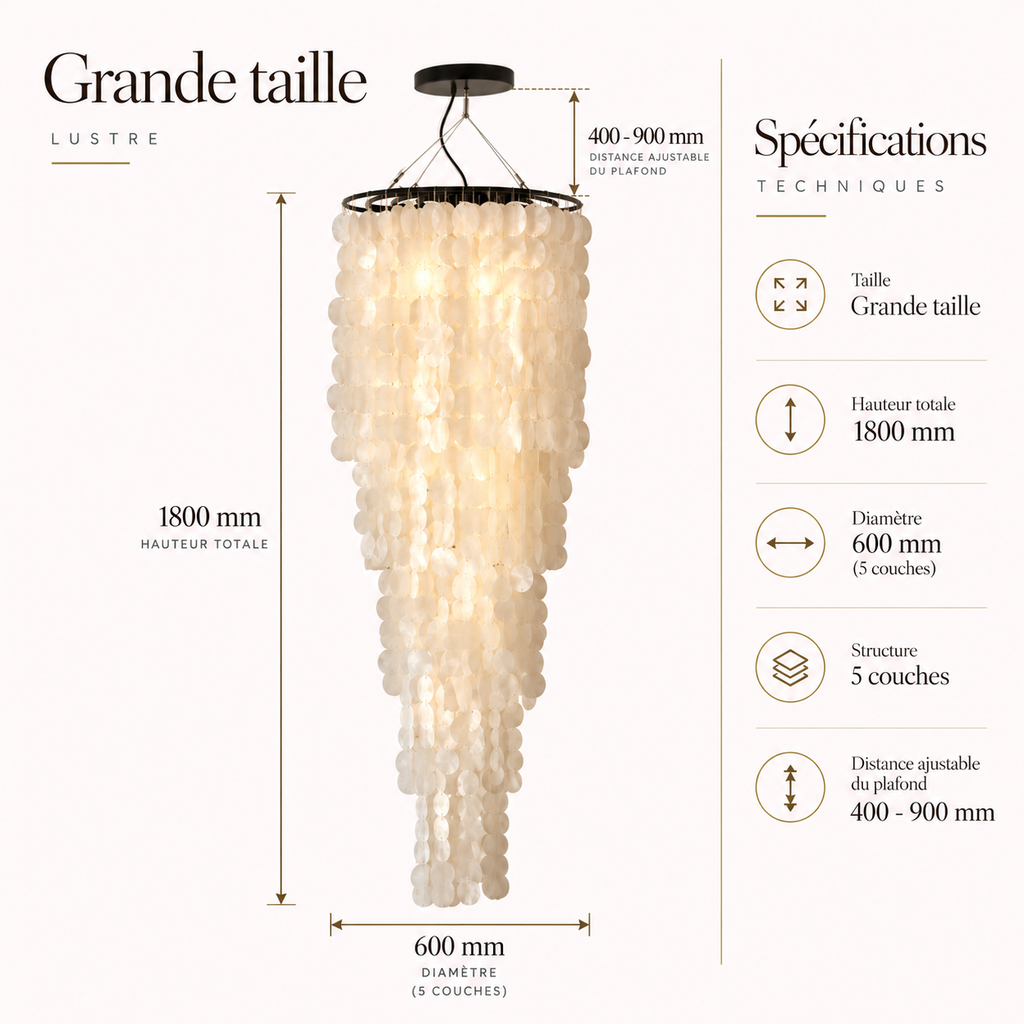 Cascade — Lustre suspendu en nacre