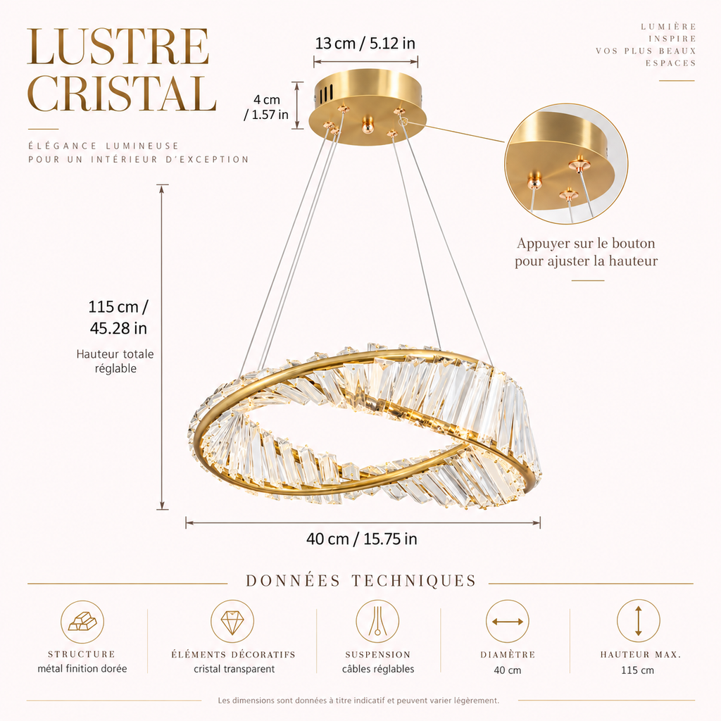 Éclipse — Suspension anneau en cristal
