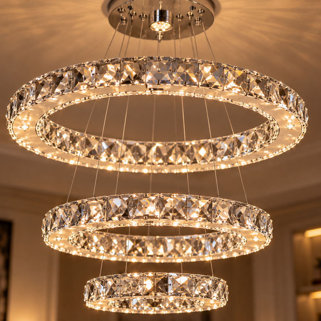 Orion — Suspension à anneaux de cristal