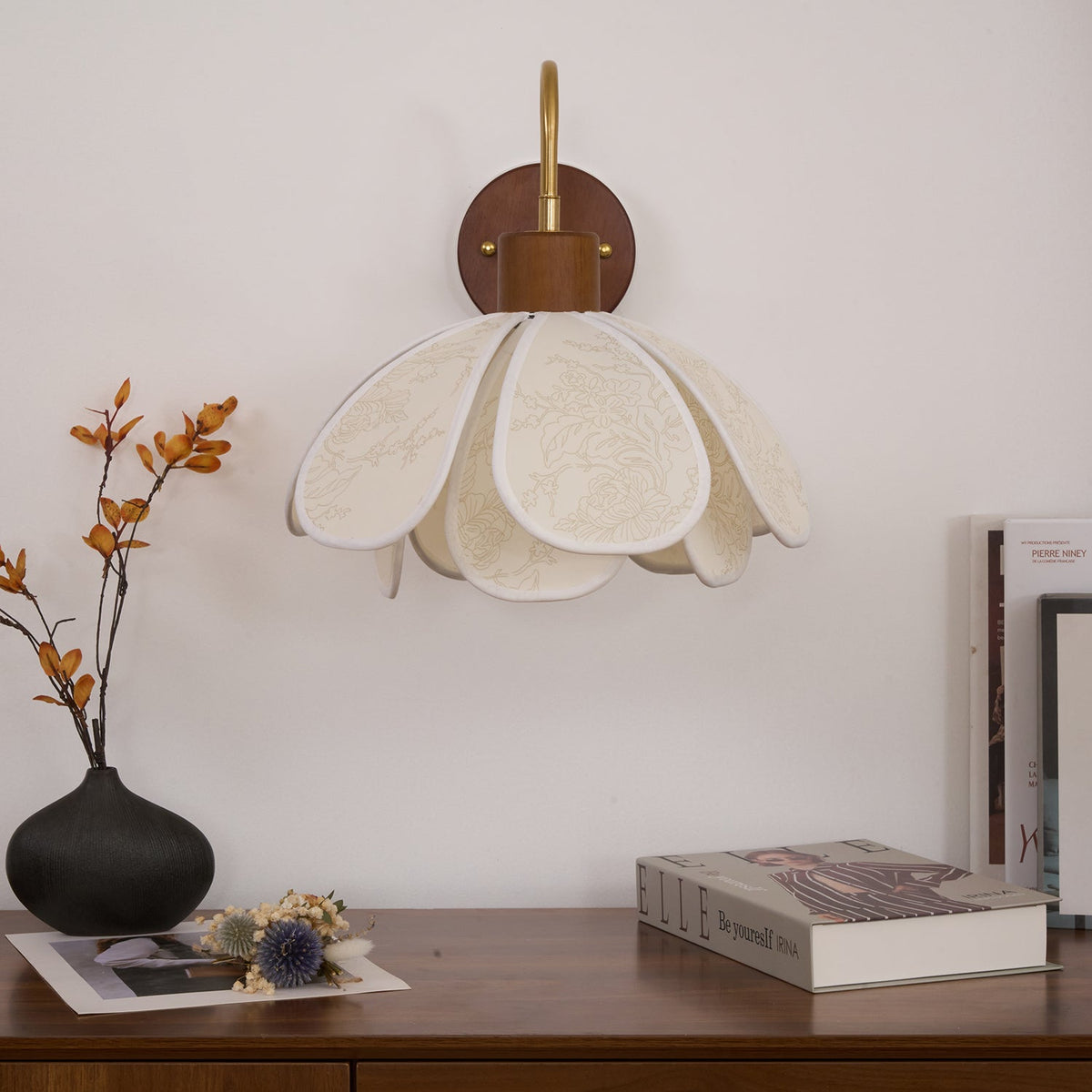 Yuki Applique Murale Florale en Bois et Tissu - Neutralighting