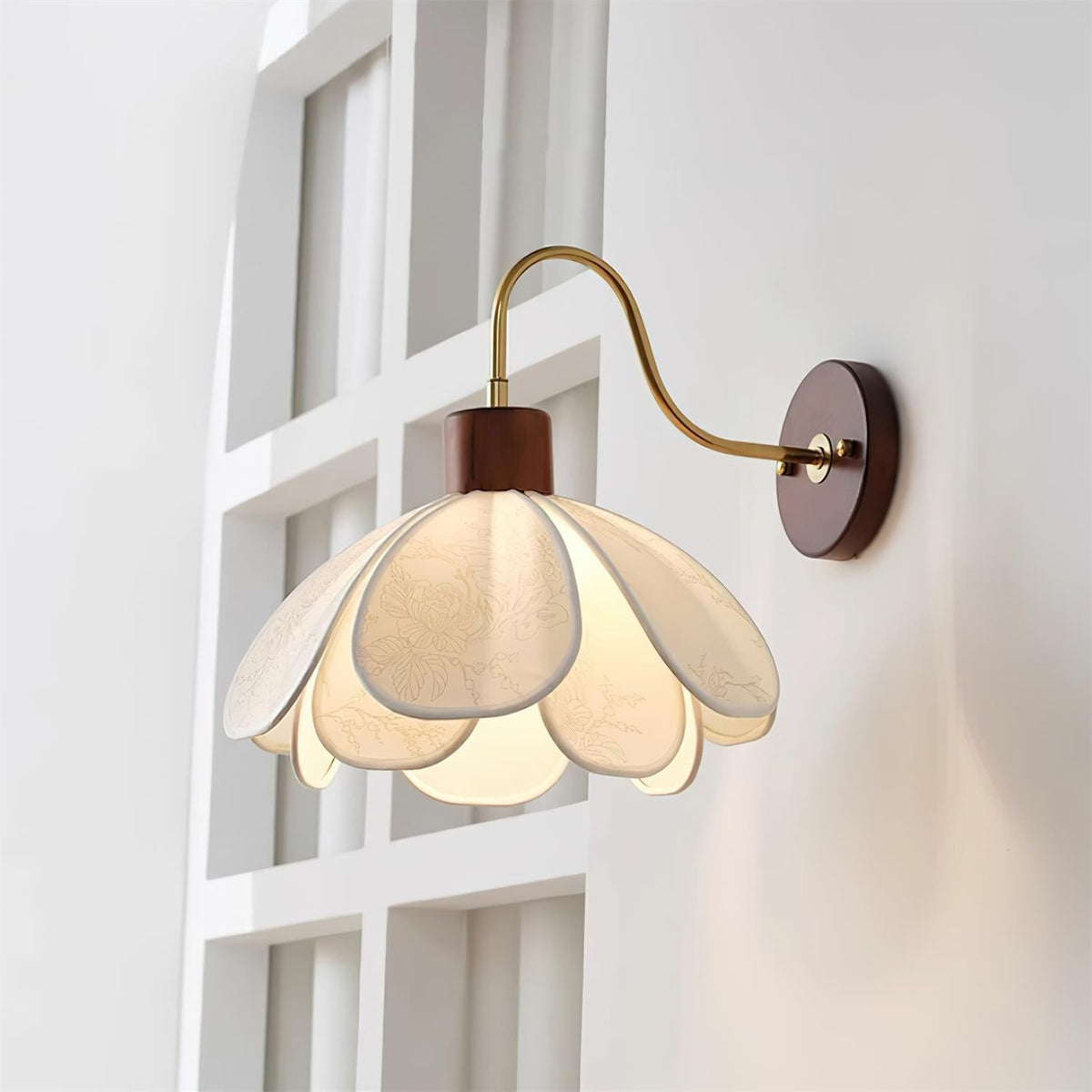 Yuki Applique Murale Florale en Bois et Tissu - Neutralighting