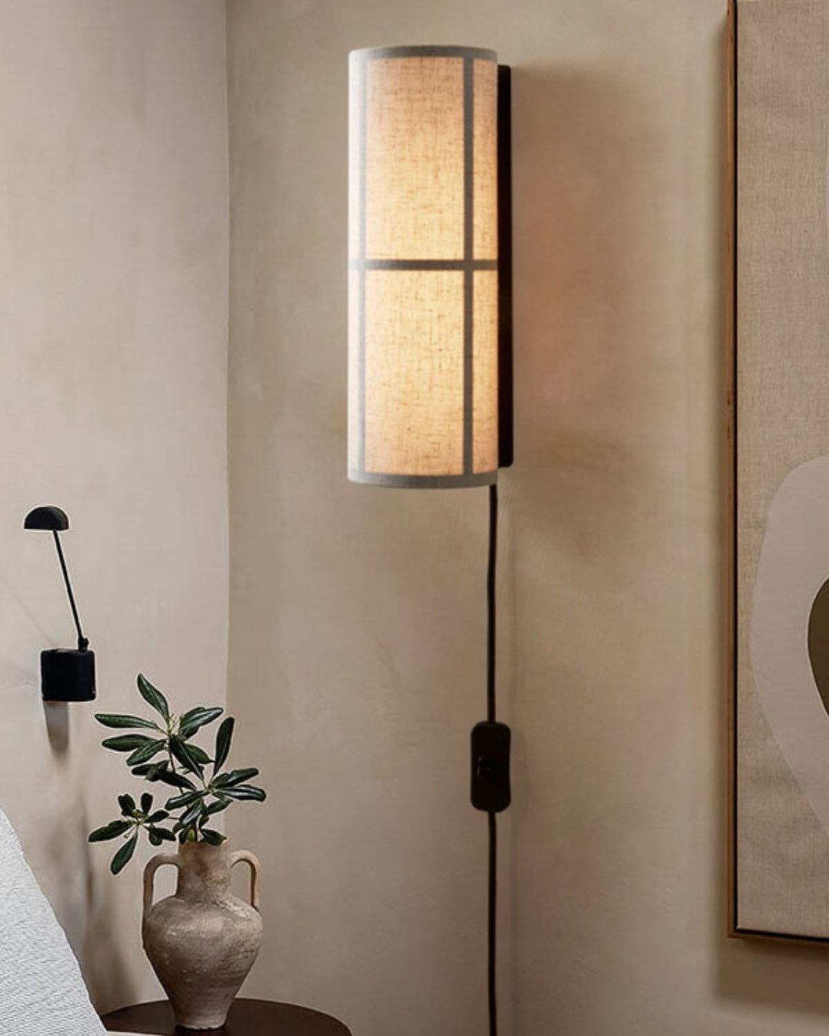 Abeleisa Cylinder Nordic Art Plug-in Fabric Wall Lamp - Neutralighting