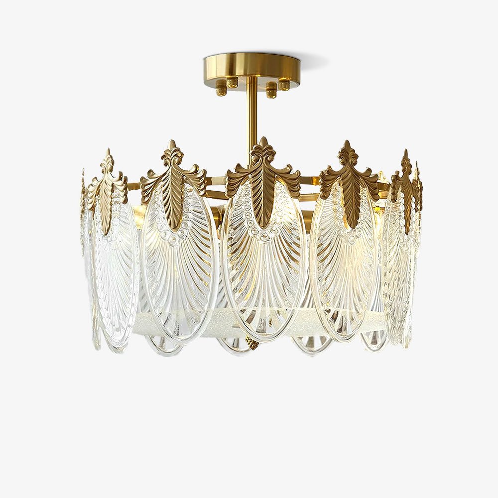 Lustre En Verre Style Feuilles - Maison Lumina