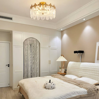 Lustre En Verre Style Feuilles - Maison Lumina