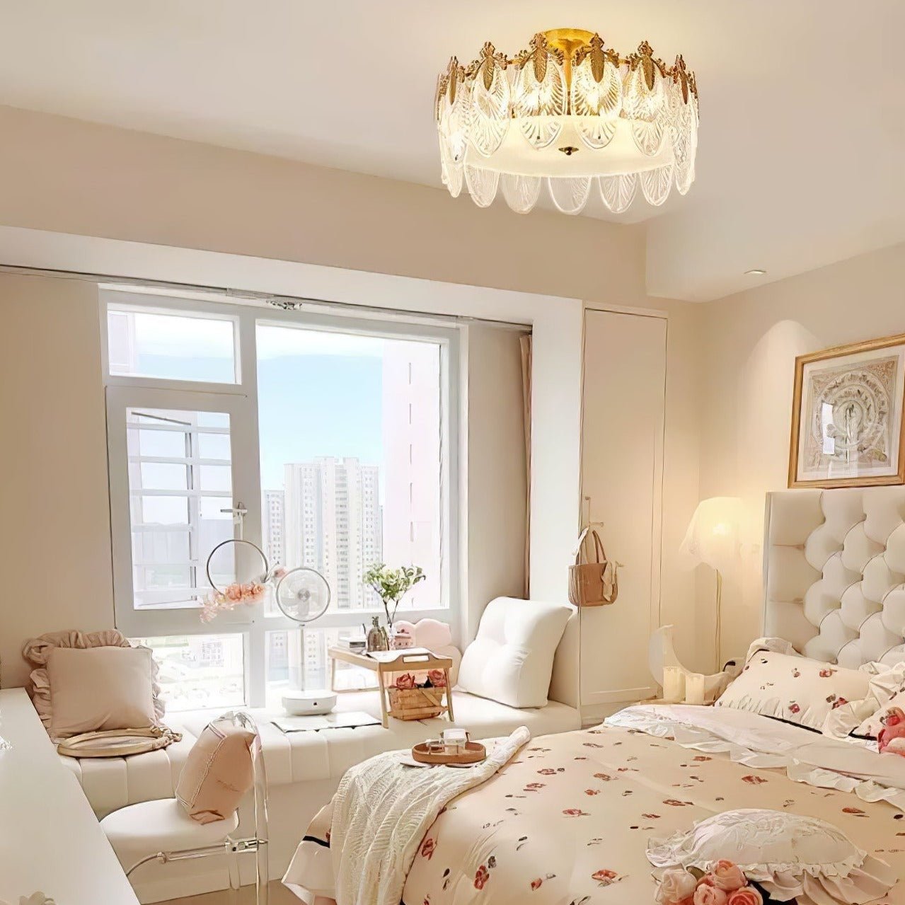 Lustre En Verre Style Feuilles - Maison Lumina