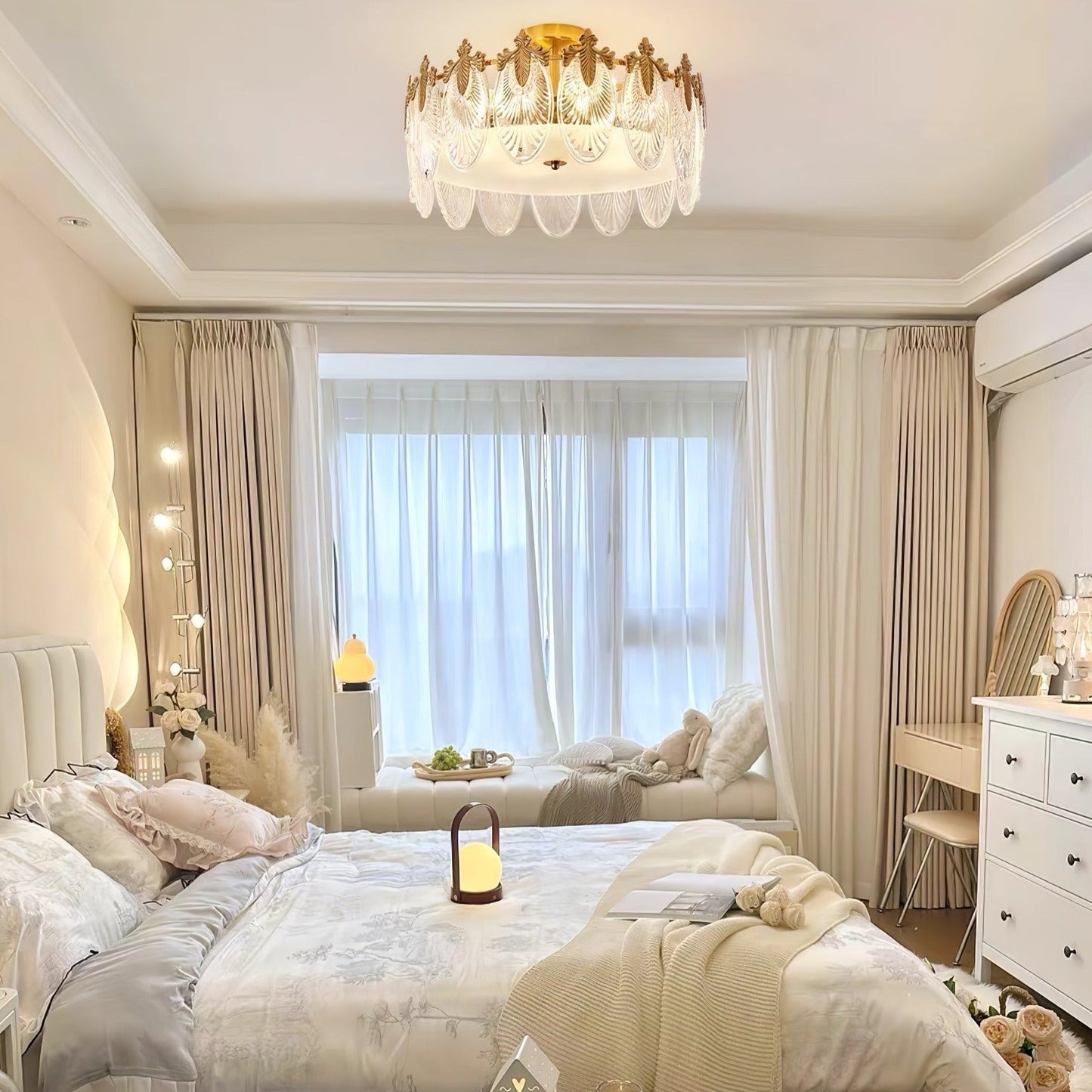 Lustre En Verre Style Feuilles - Maison Lumina