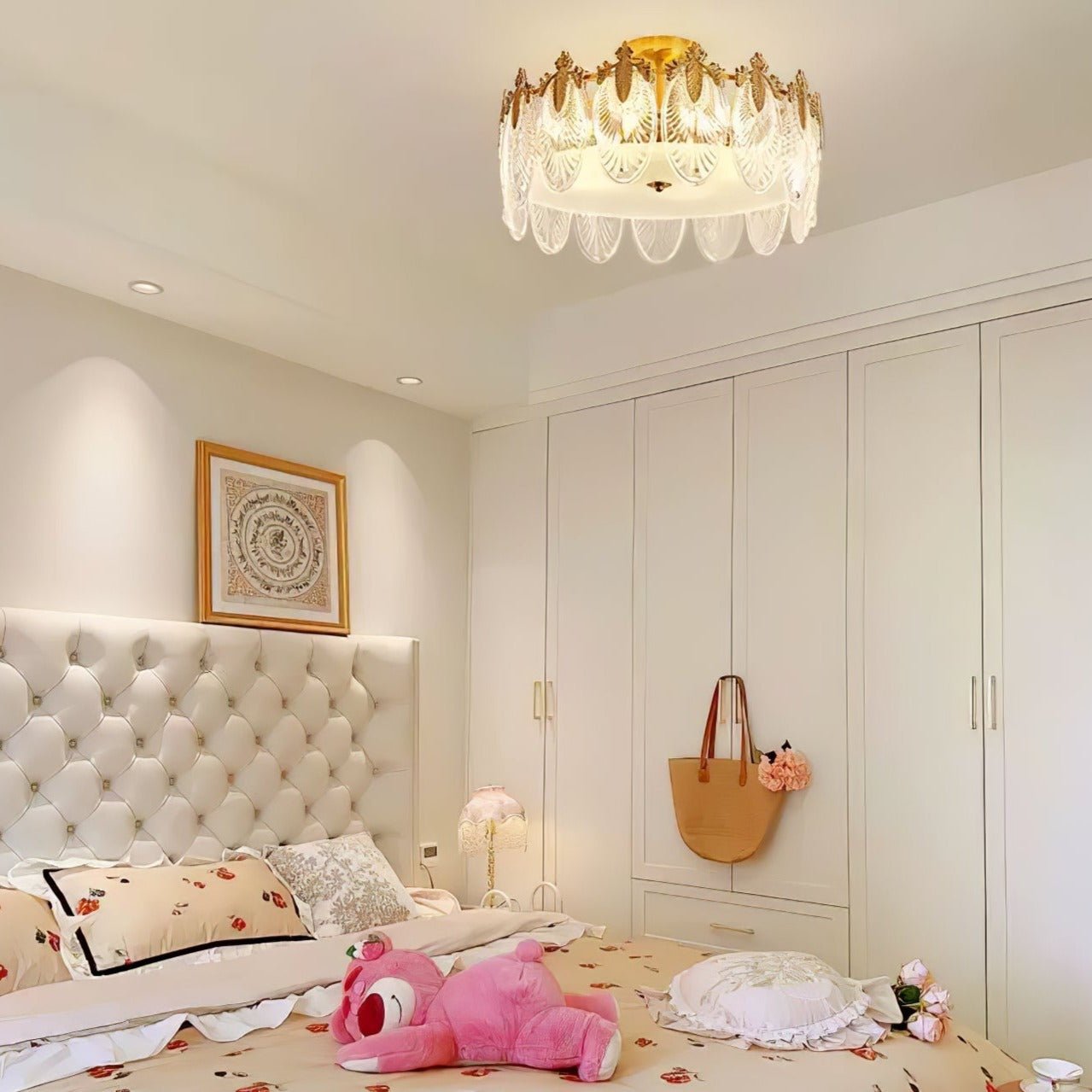 Lustre En Verre Style Feuilles - Maison Lumina