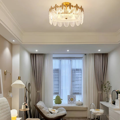 Lustre En Verre Style Feuilles - Maison Lumina