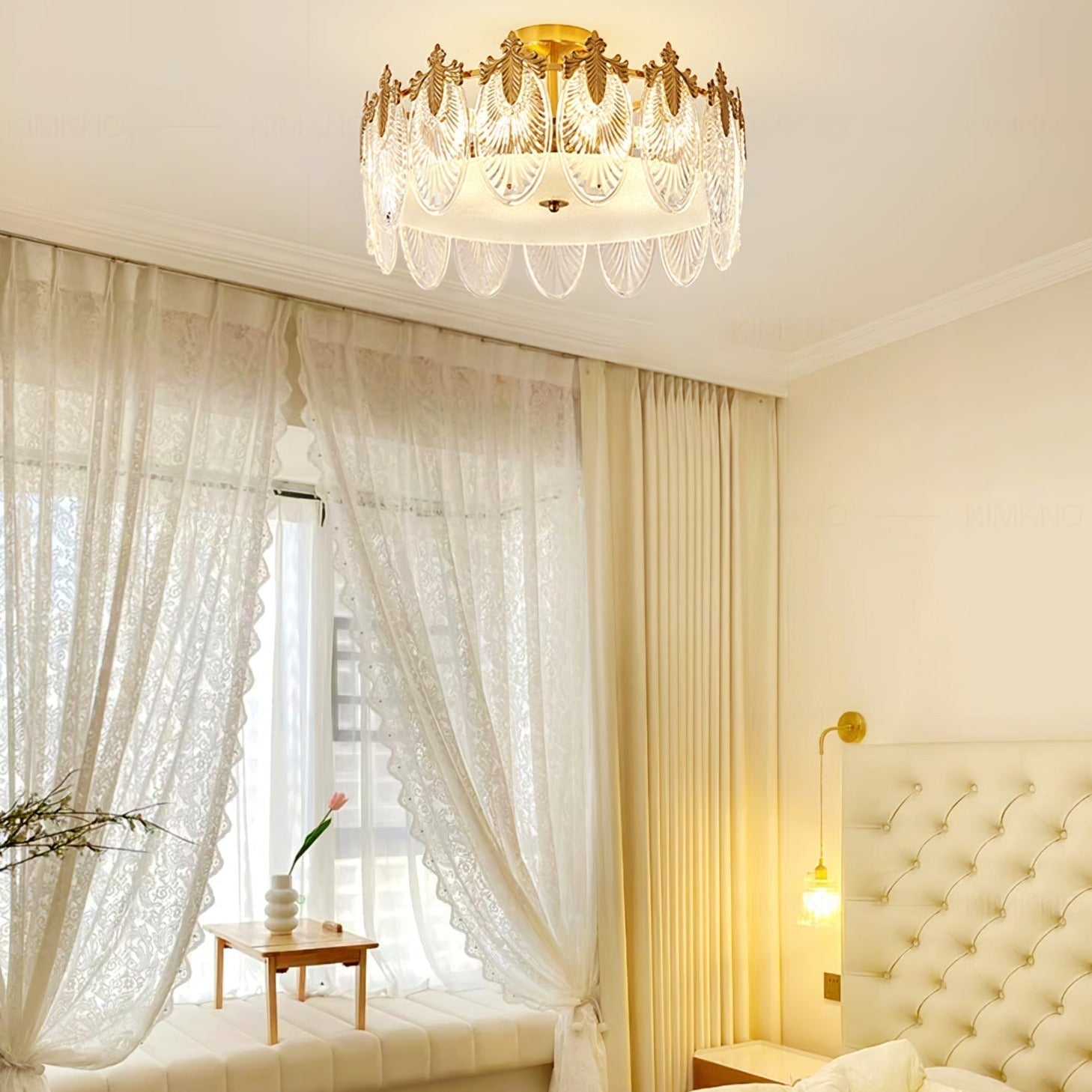 Lustre En Verre Style Feuilles - Maison Lumina