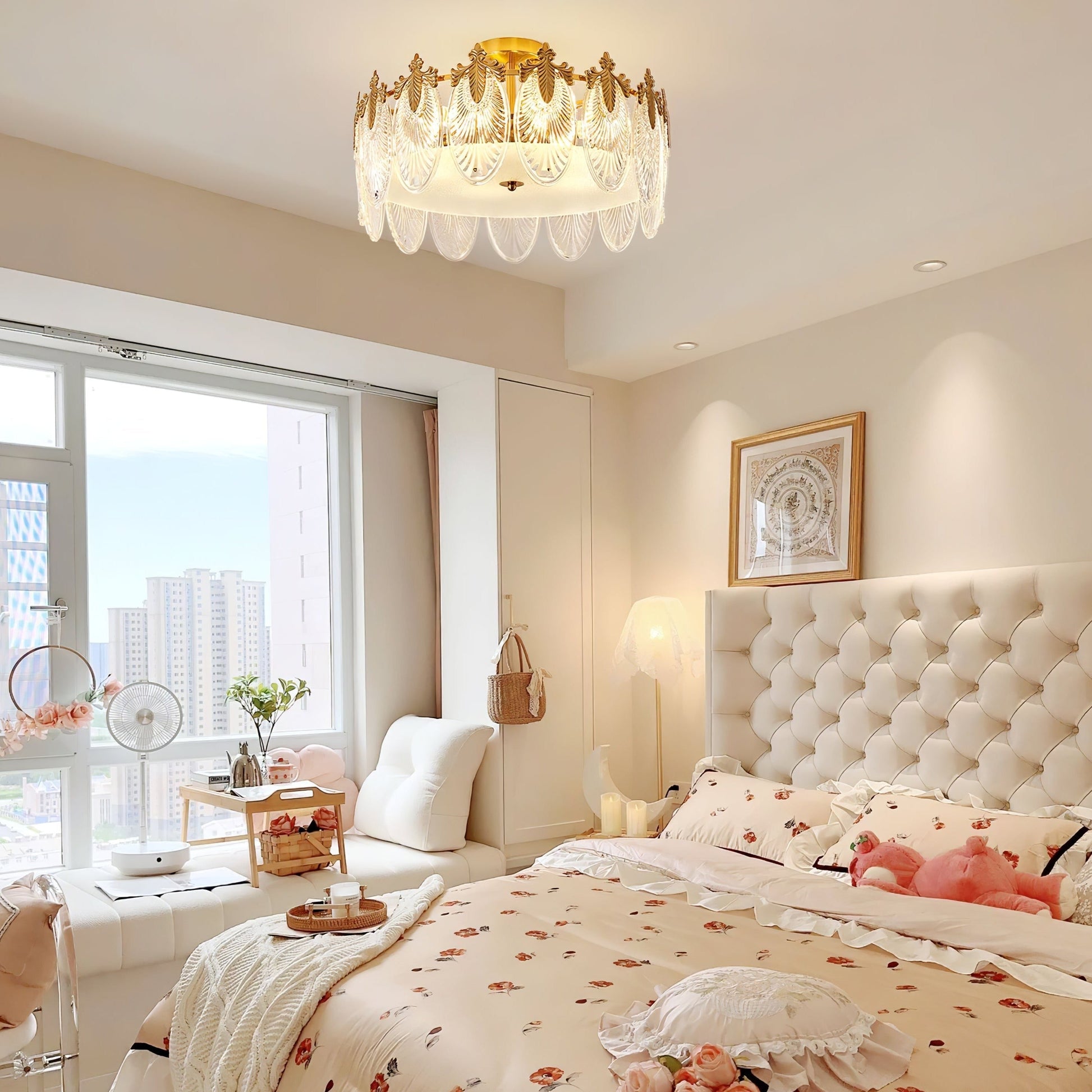 Lustre En Verre Style Feuilles - Maison Lumina