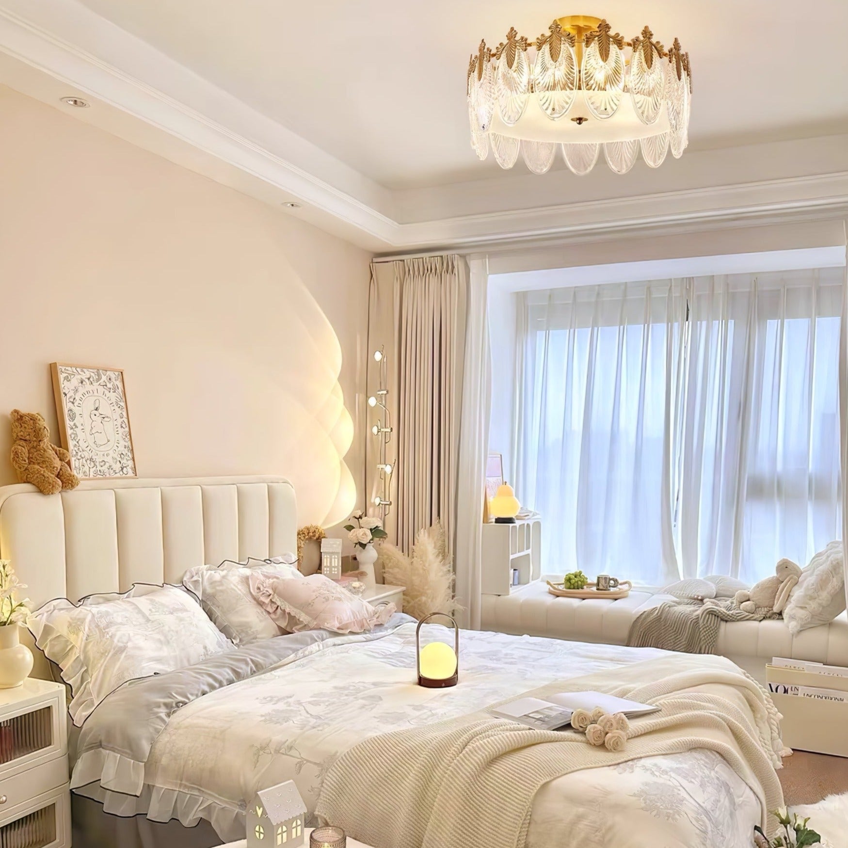 Lustre En Verre Style Feuilles - Maison Lumina