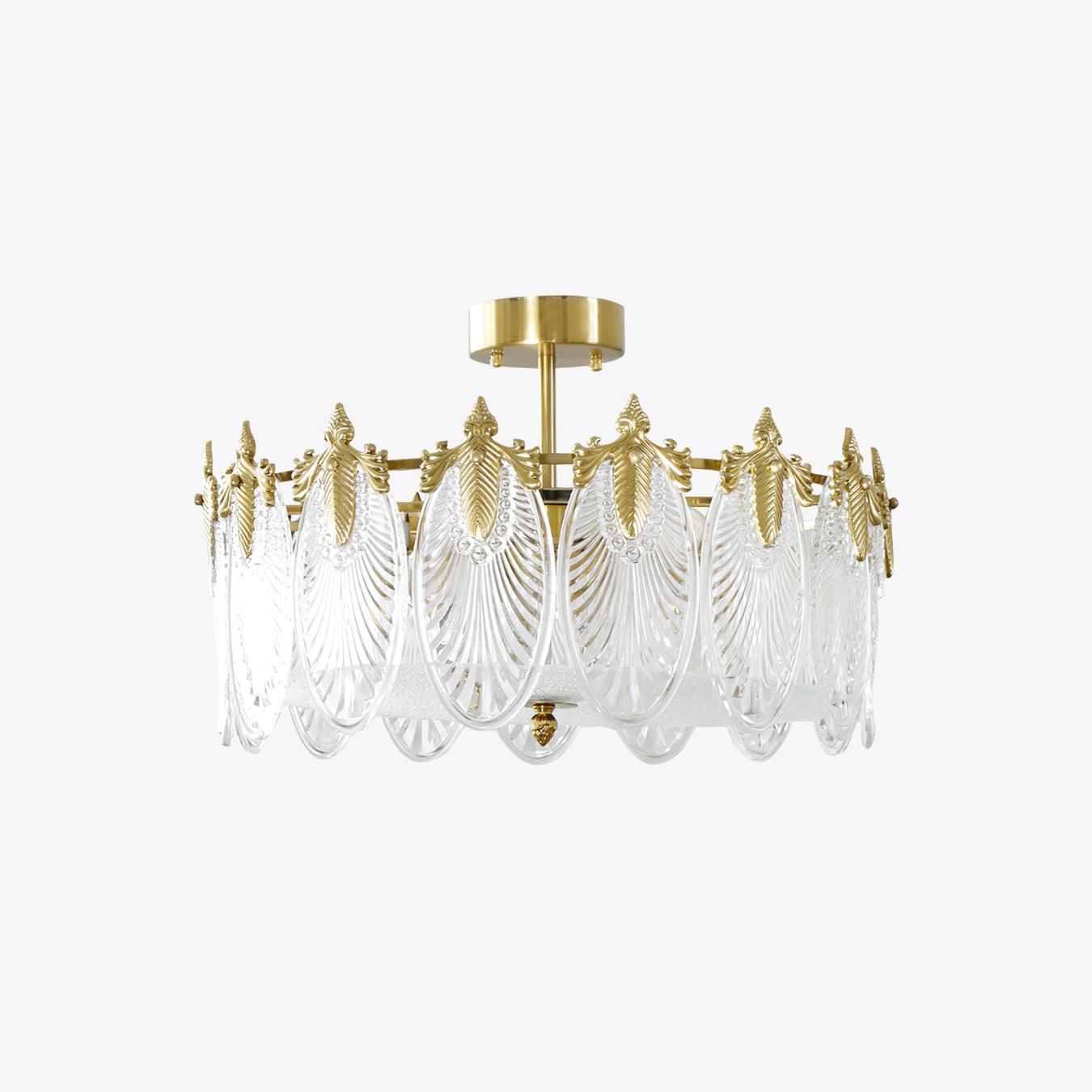 Lustre En Verre Style Feuilles - Maison Lumina