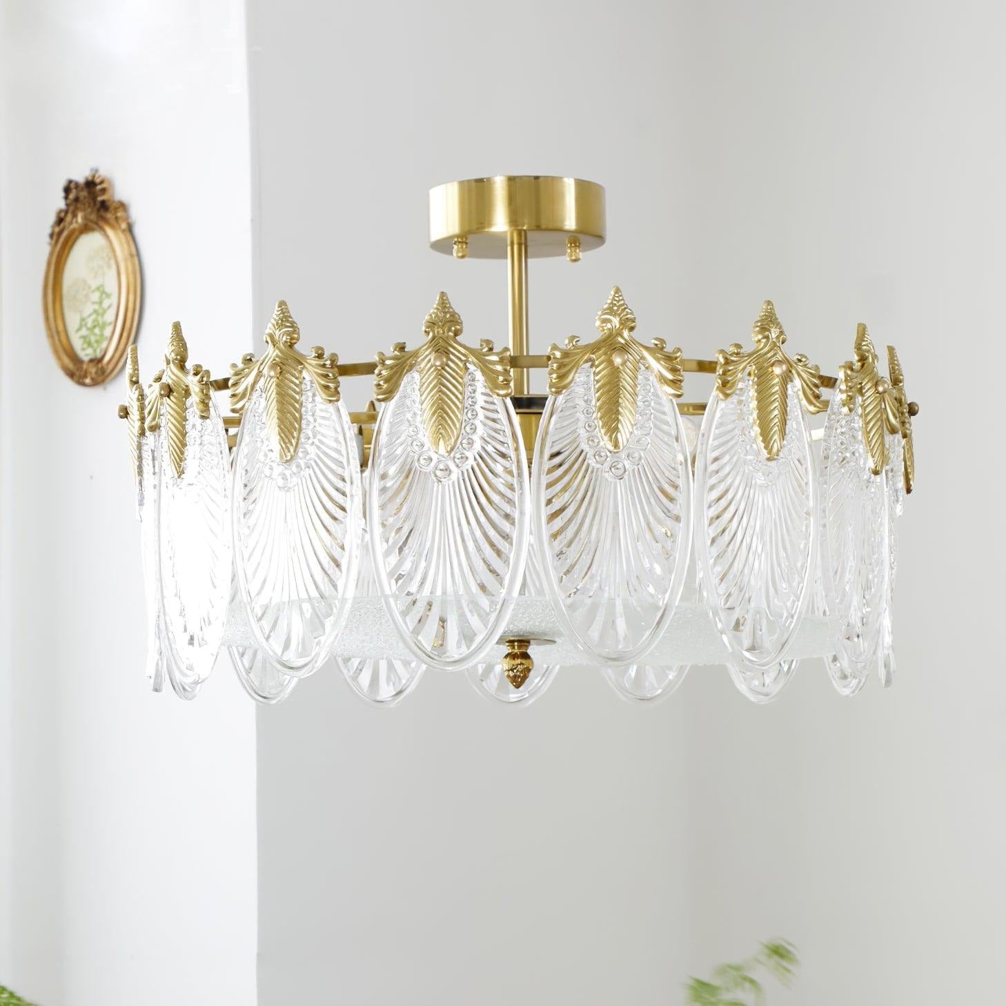 Lustre En Verre Style Feuilles - Maison Lumina
