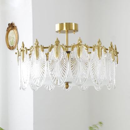 Lustre En Verre Style Feuilles - Maison Lumina