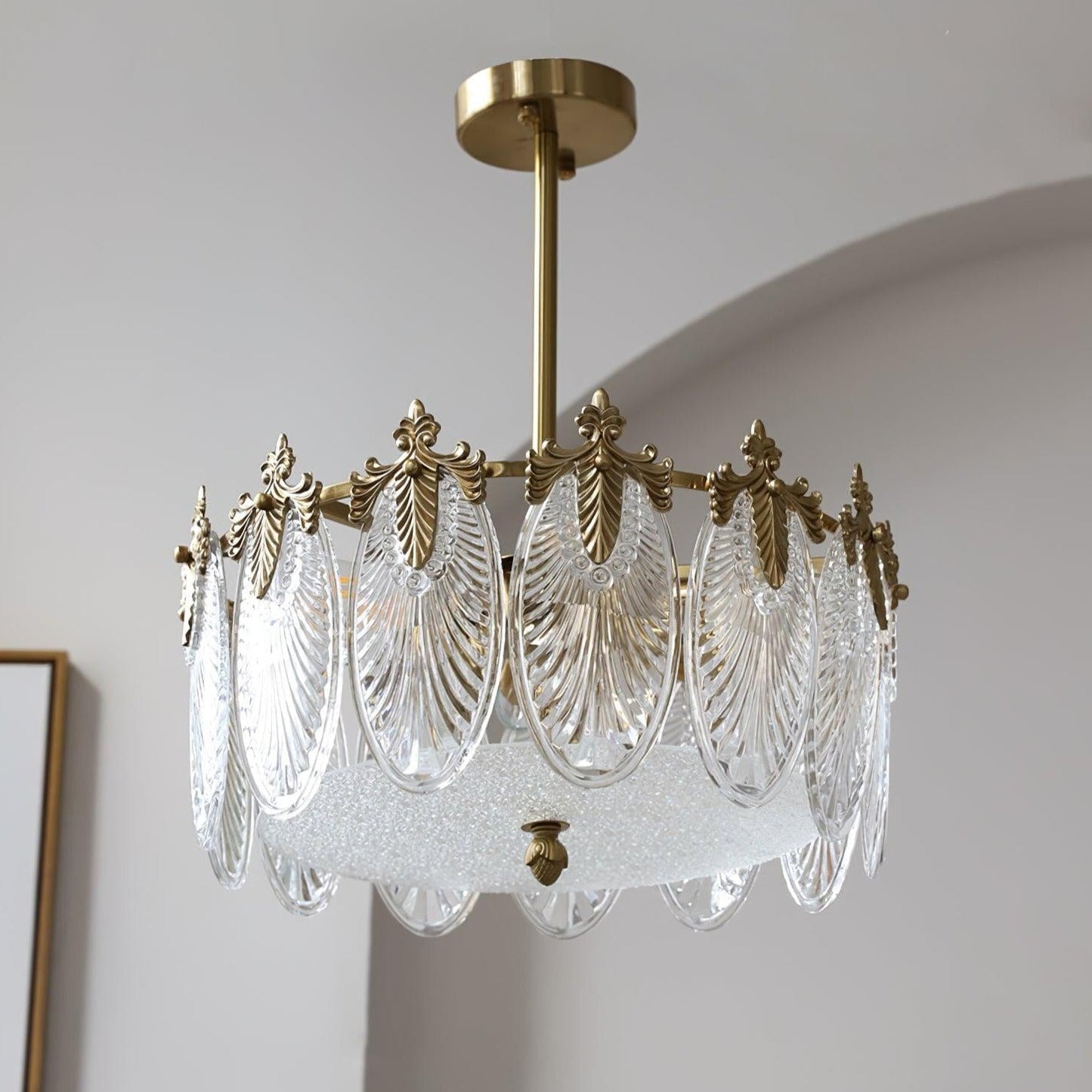 Lustre En Verre Style Feuilles - Maison Lumina