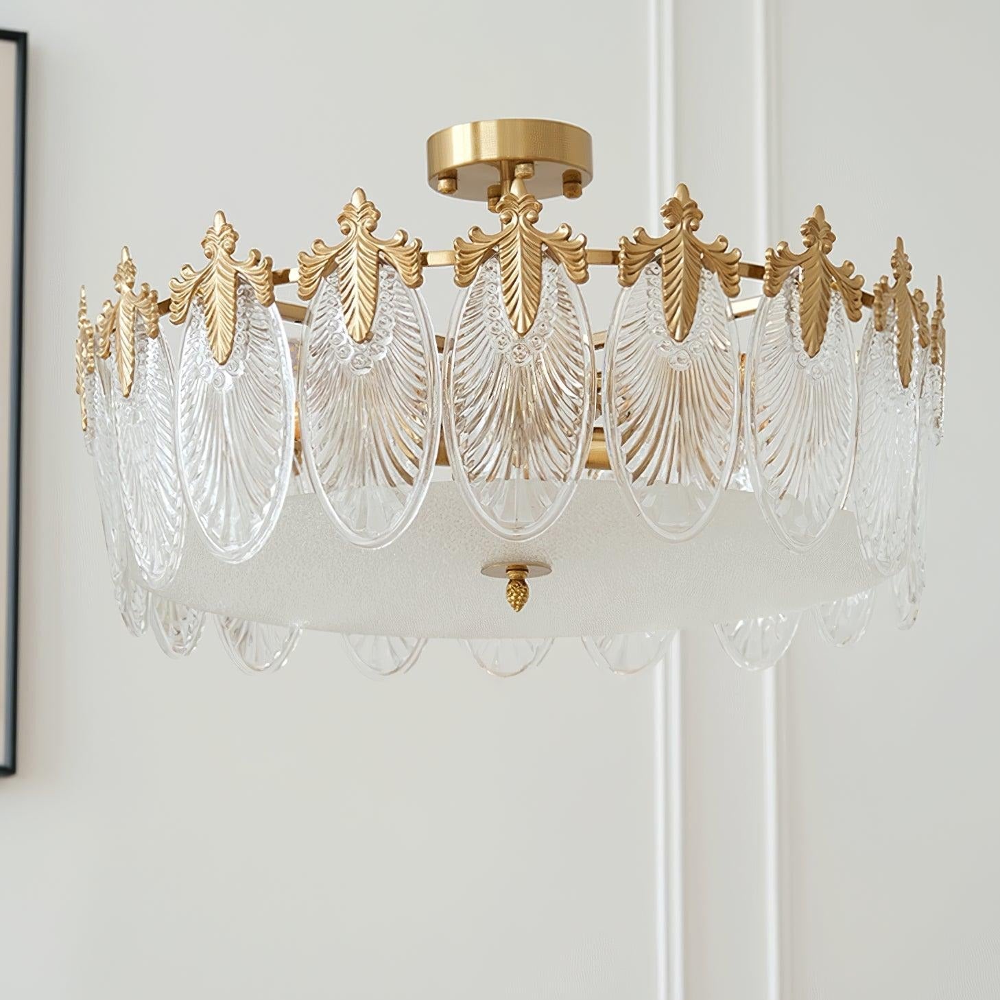 Lustre En Verre Style Feuilles - Maison Lumina