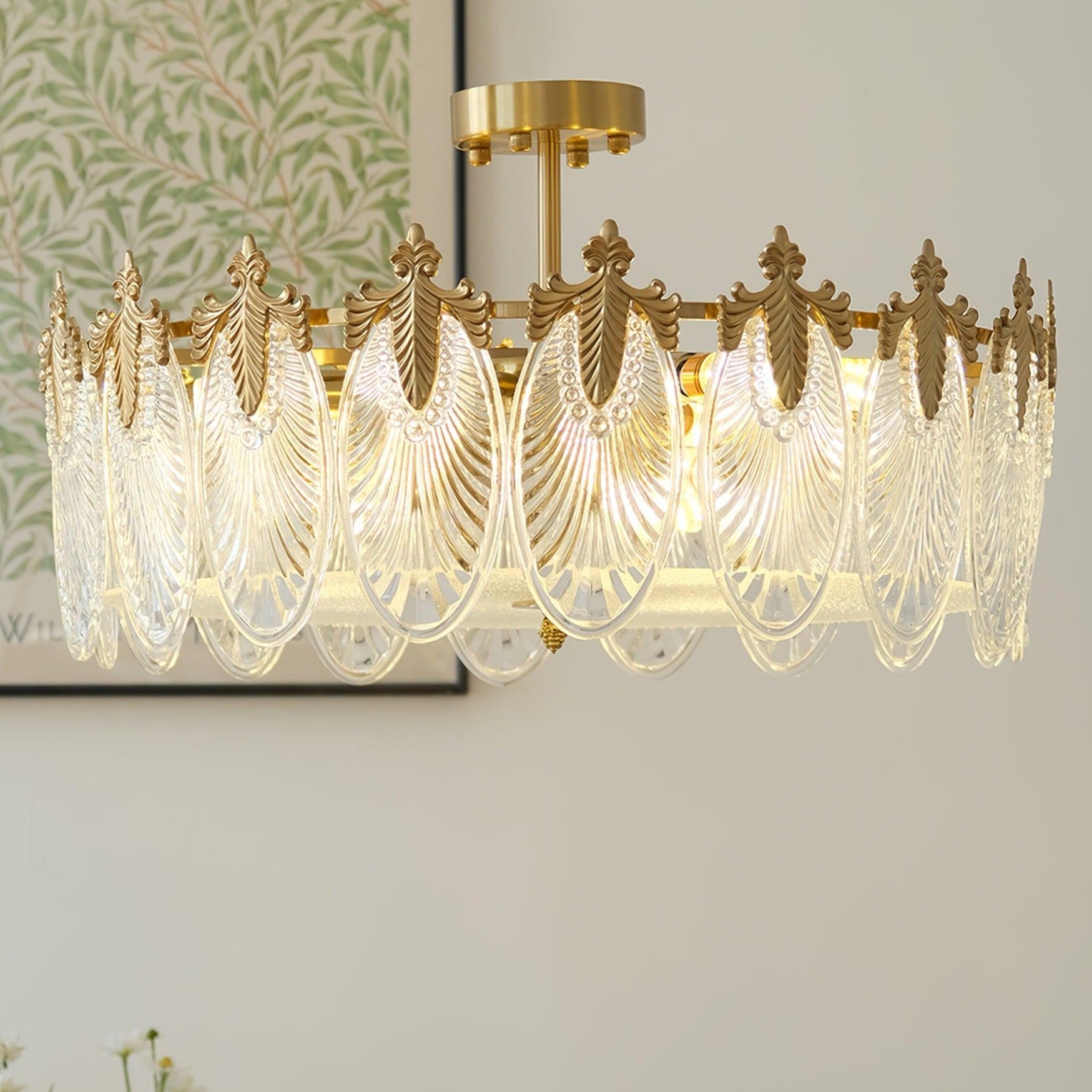 Lustre En Verre Style Feuilles - Maison Lumina