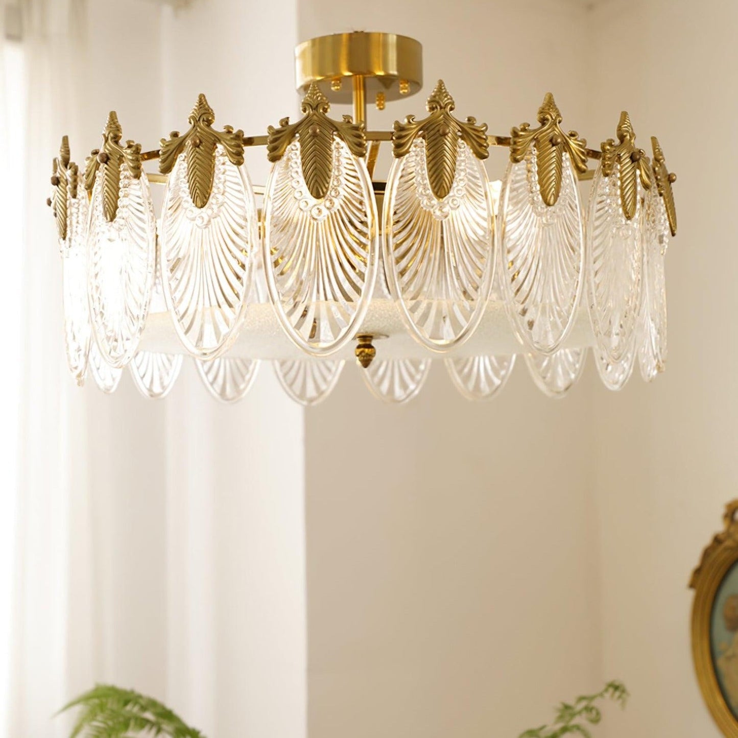 Lustre En Verre Style Feuilles - Maison Lumina