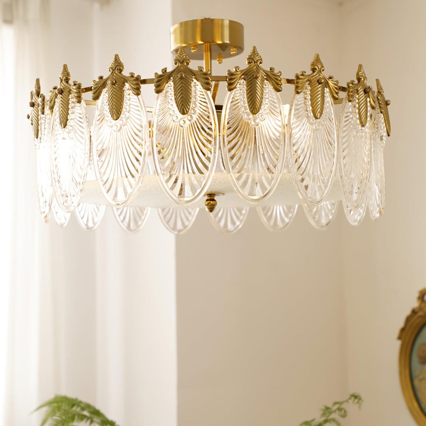 Lustre En Verre Style Feuilles - Maison Lumina