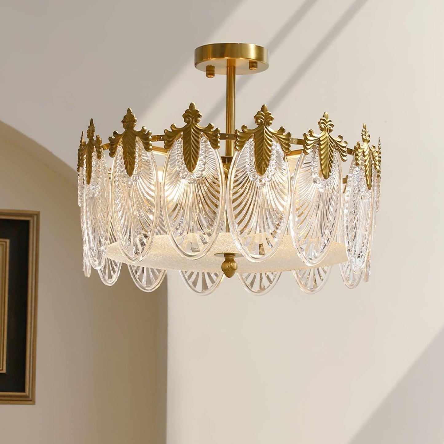 Lustre En Verre Style Feuilles - Maison Lumina