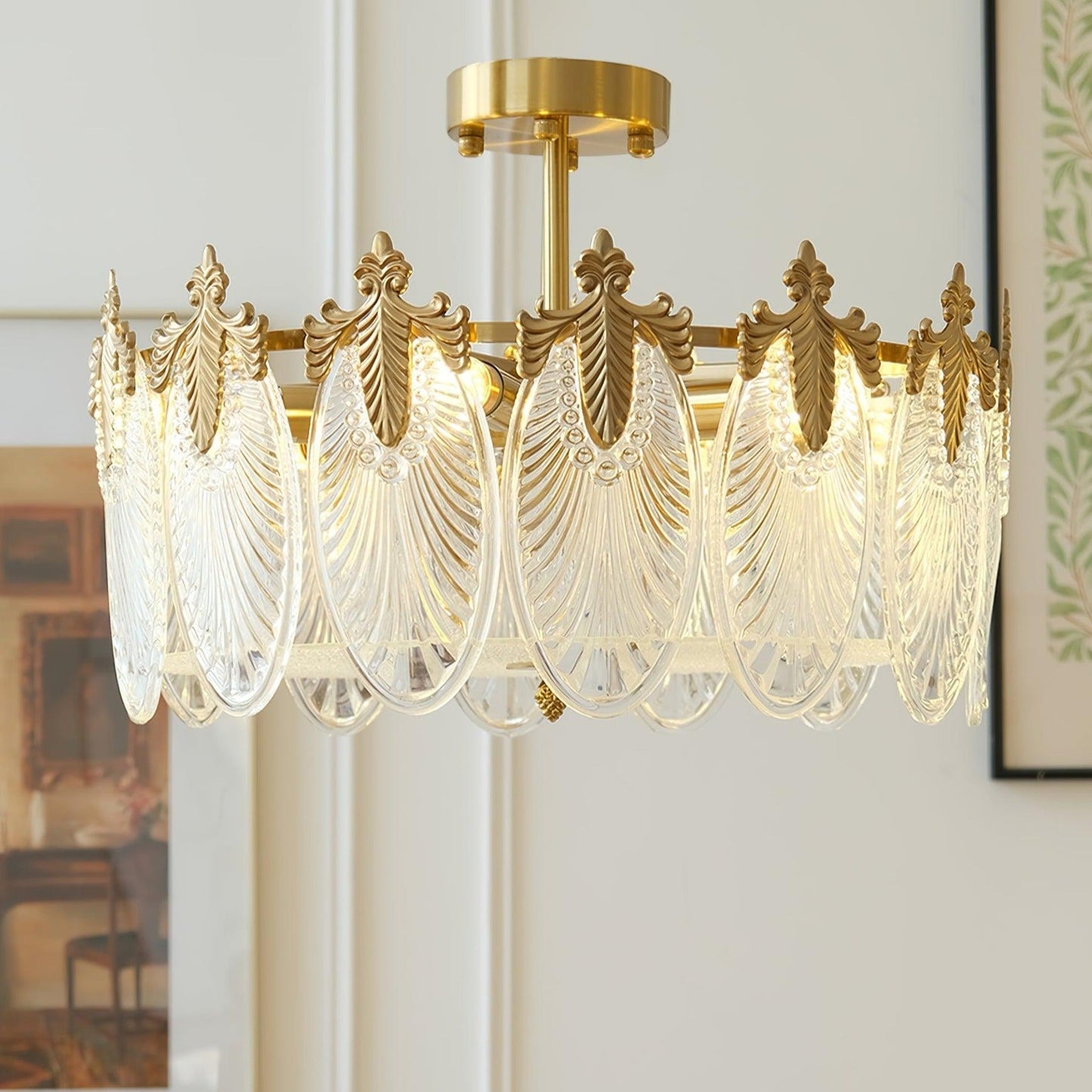 Lustre En Verre Style Feuilles - Maison Lumina