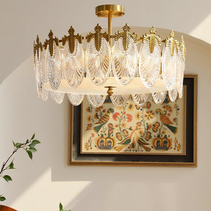 Lustre En Verre Style Feuilles - Maison Lumina