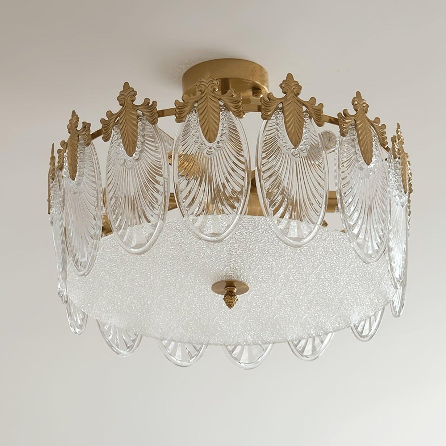 Lustre En Verre Style Feuilles - Maison Lumina