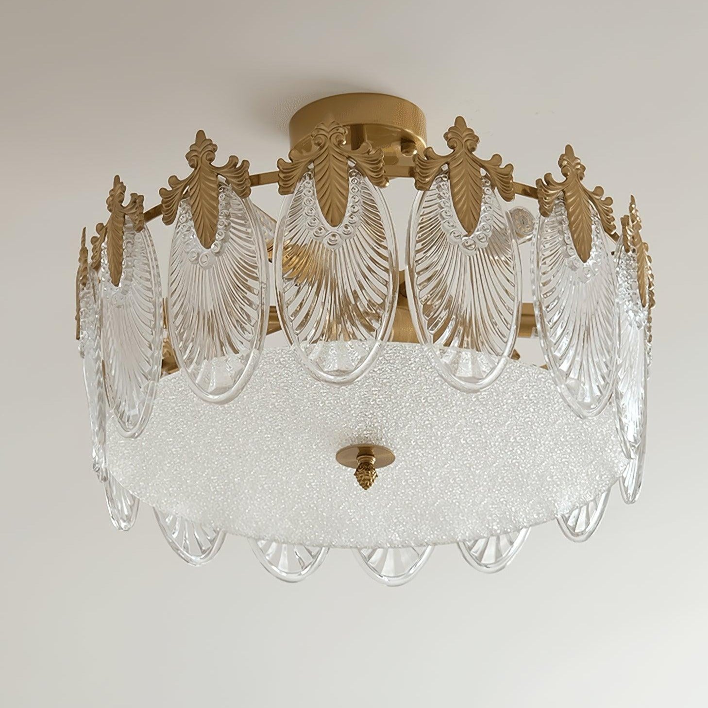 Lustre En Verre Style Feuilles - Maison Lumina