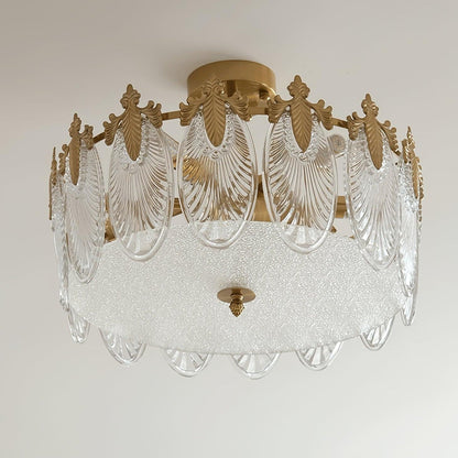 Lustre En Verre Style Feuilles - Maison Lumina