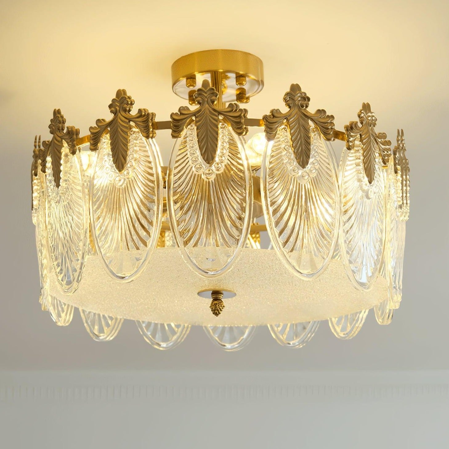 Lustre En Verre Style Feuilles - Maison Lumina