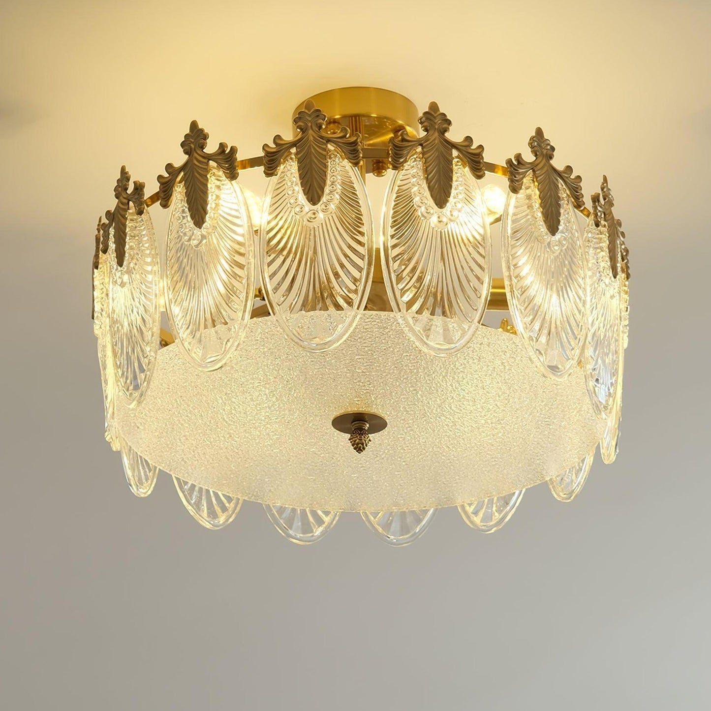Lustre En Verre Style Feuilles - Maison Lumina