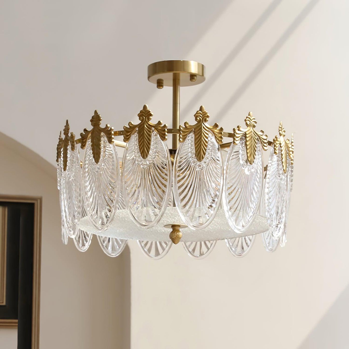 Lustre En Verre Style Feuilles - Maison Lumina