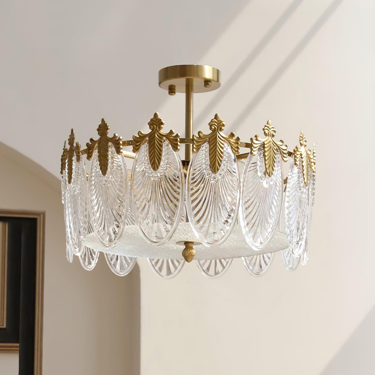 Lustre En Verre Style Feuilles - Maison Lumina