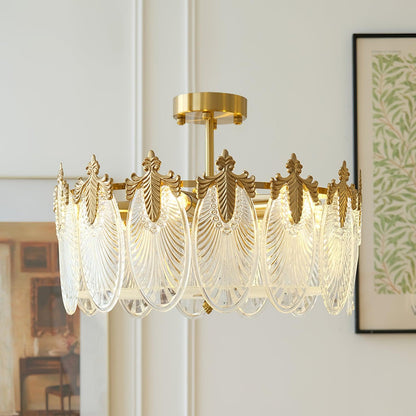 Lustre En Verre Style Feuilles - Maison Lumina
