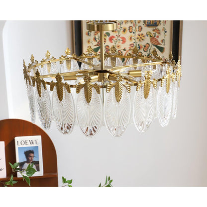 Lustre En Verre Style Feuilles - Maison Lumina