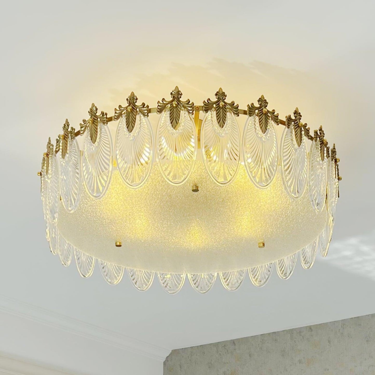 Lustre En Verre Style Feuilles - Maison Lumina