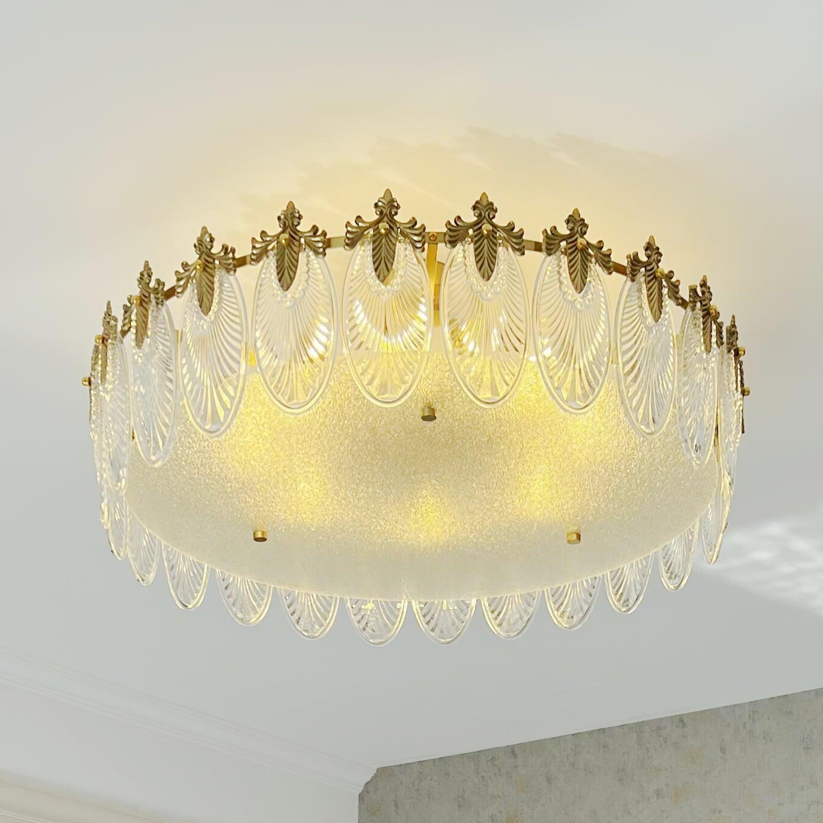 Lustre En Verre Style Feuilles - Maison Lumina